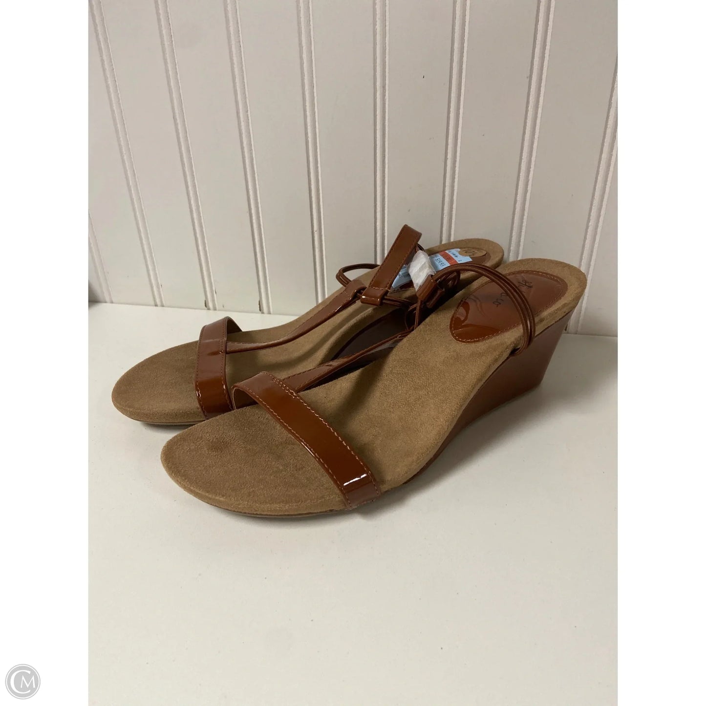 Sandals Heels Wedge By Style And Company In Brown, Size: 10.5