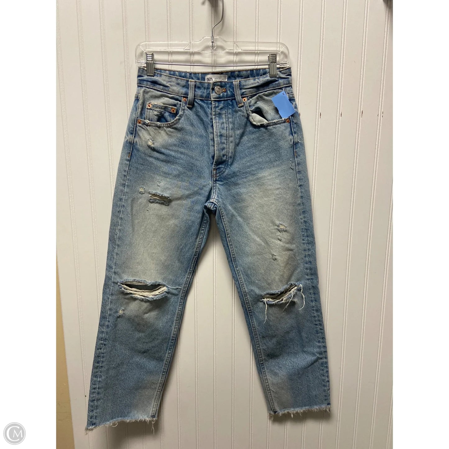 Jeans Straight By Zara In Blue Denim, Size: 2