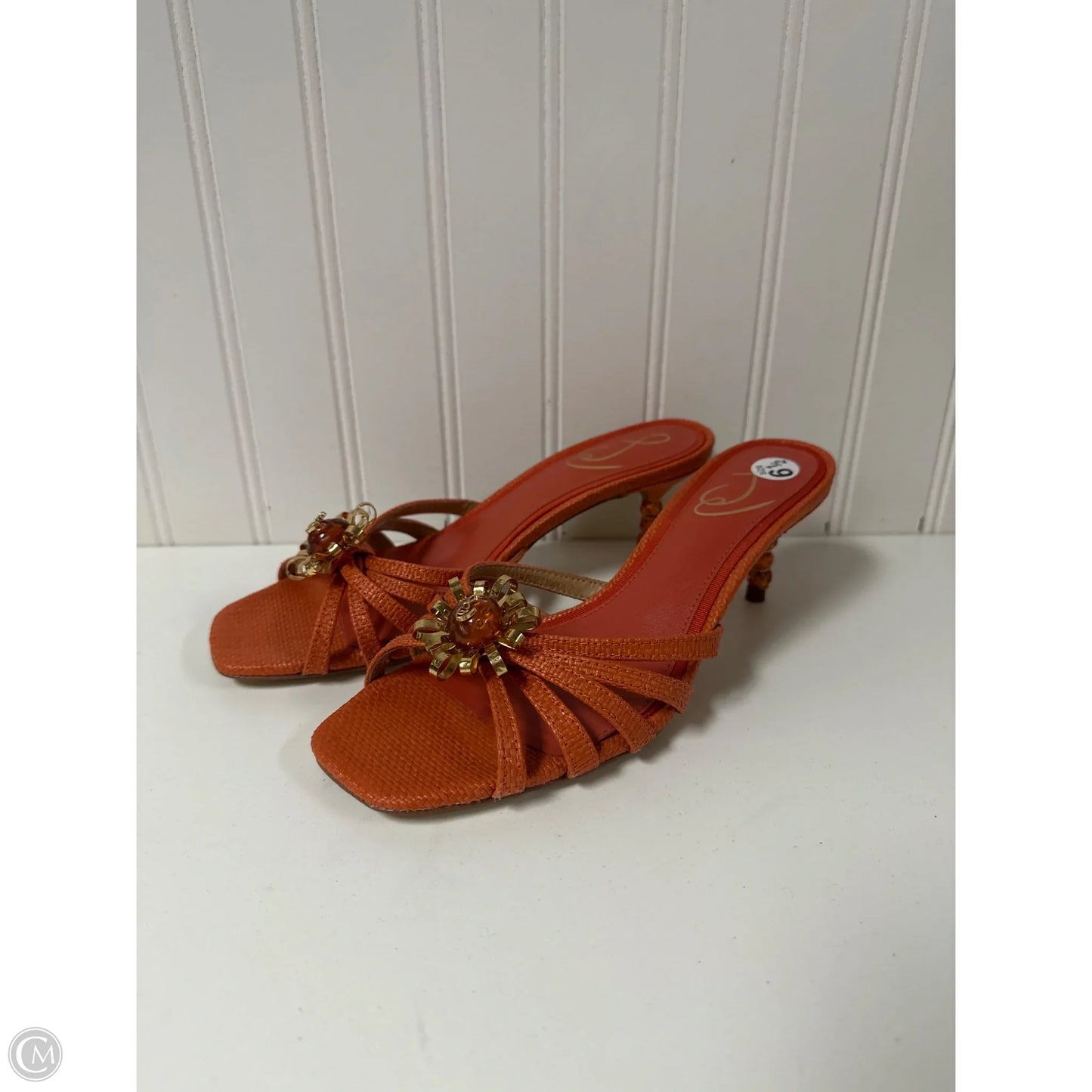 Sandals Heels Kitten By Sam Edelman In Orange, Size: 6.5