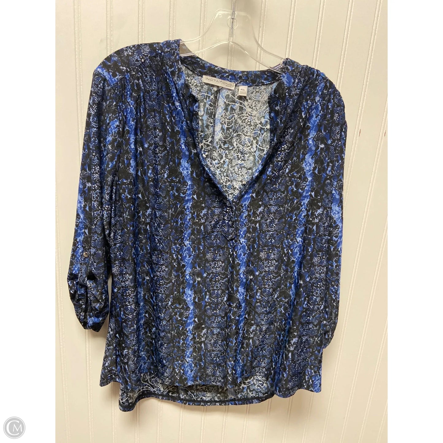 Top Long Sleeve By Notations In Black & Blue, Size: Xlp