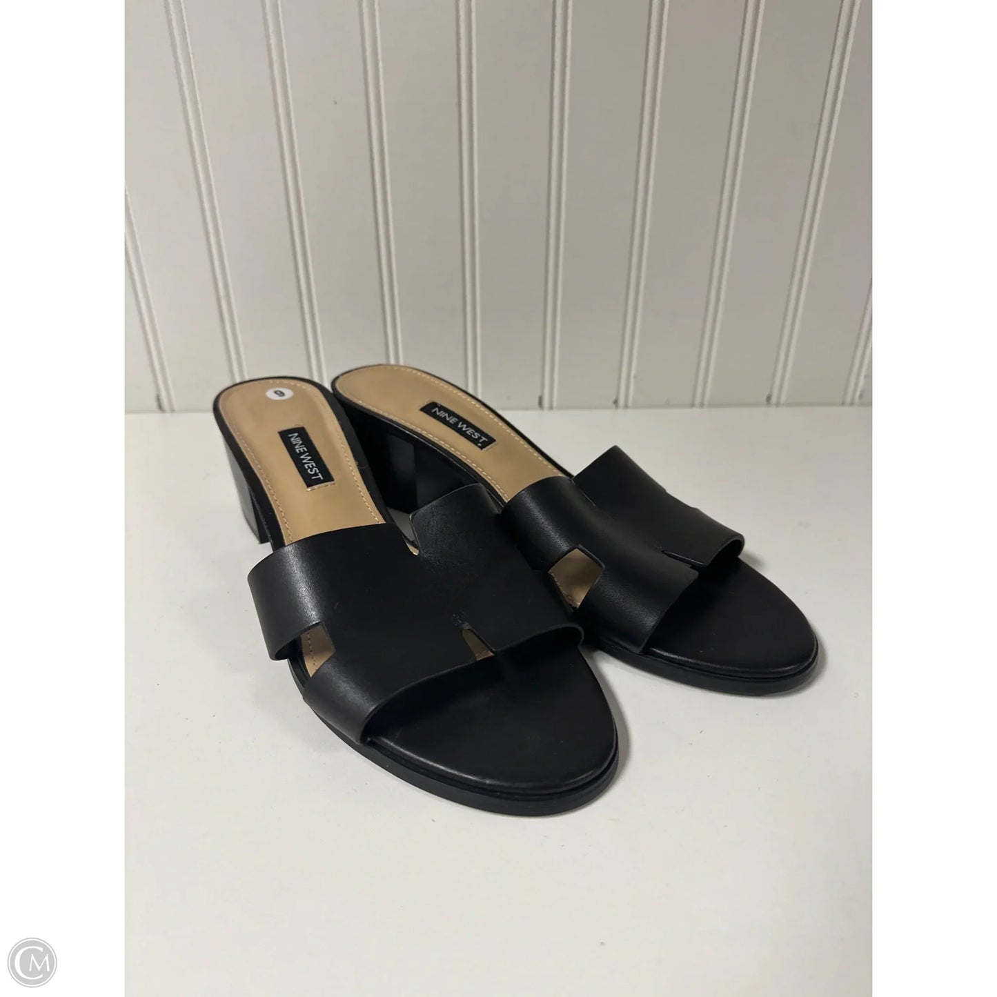 Sandals Heels Block By Nine West In Black, Size: 9