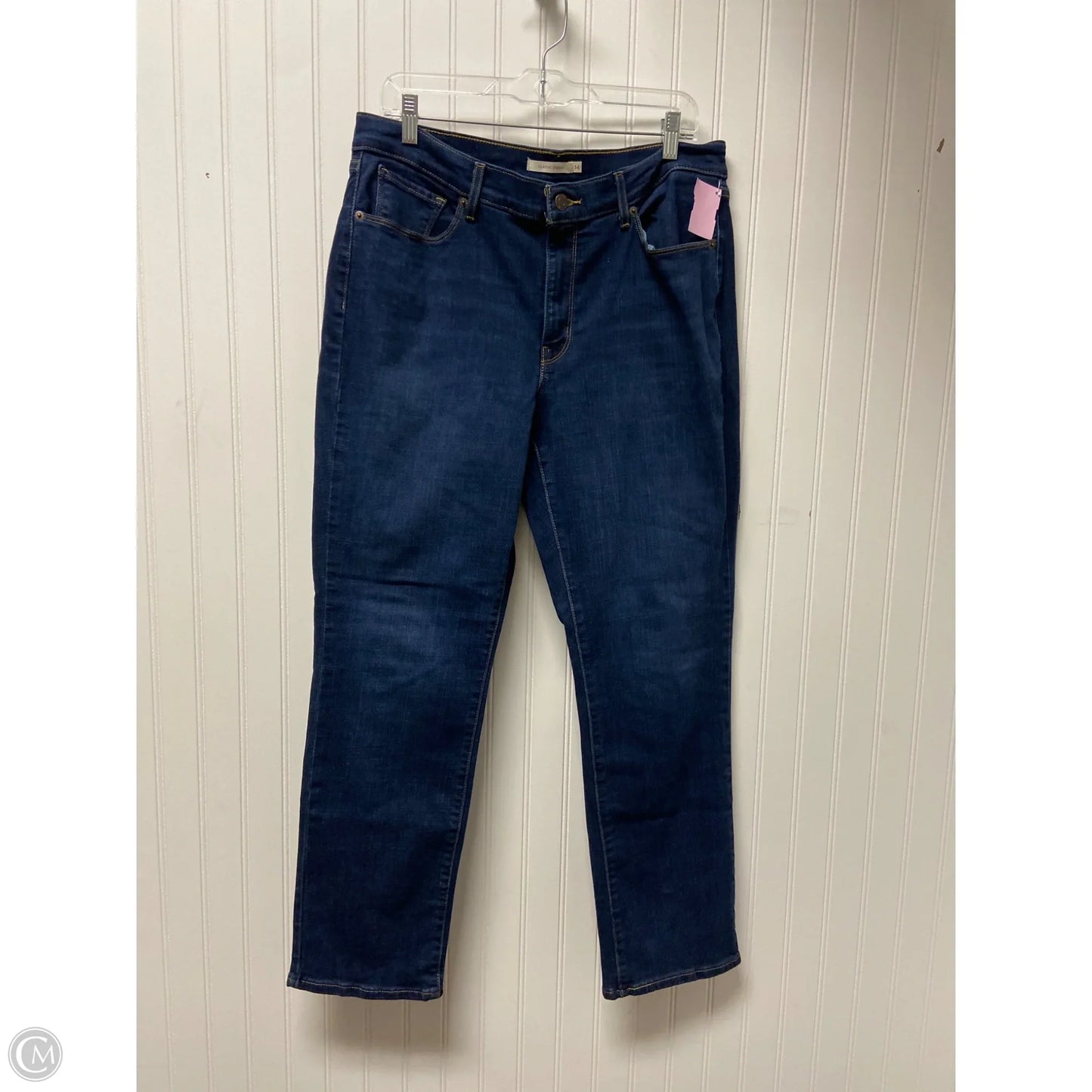 Jeans Straight By Levis In Blue Denim, Size: 14
