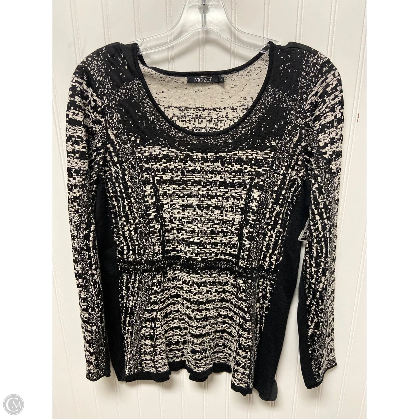 Top Long Sleeve By Nic + Zoe In Black & Cream, Size: L