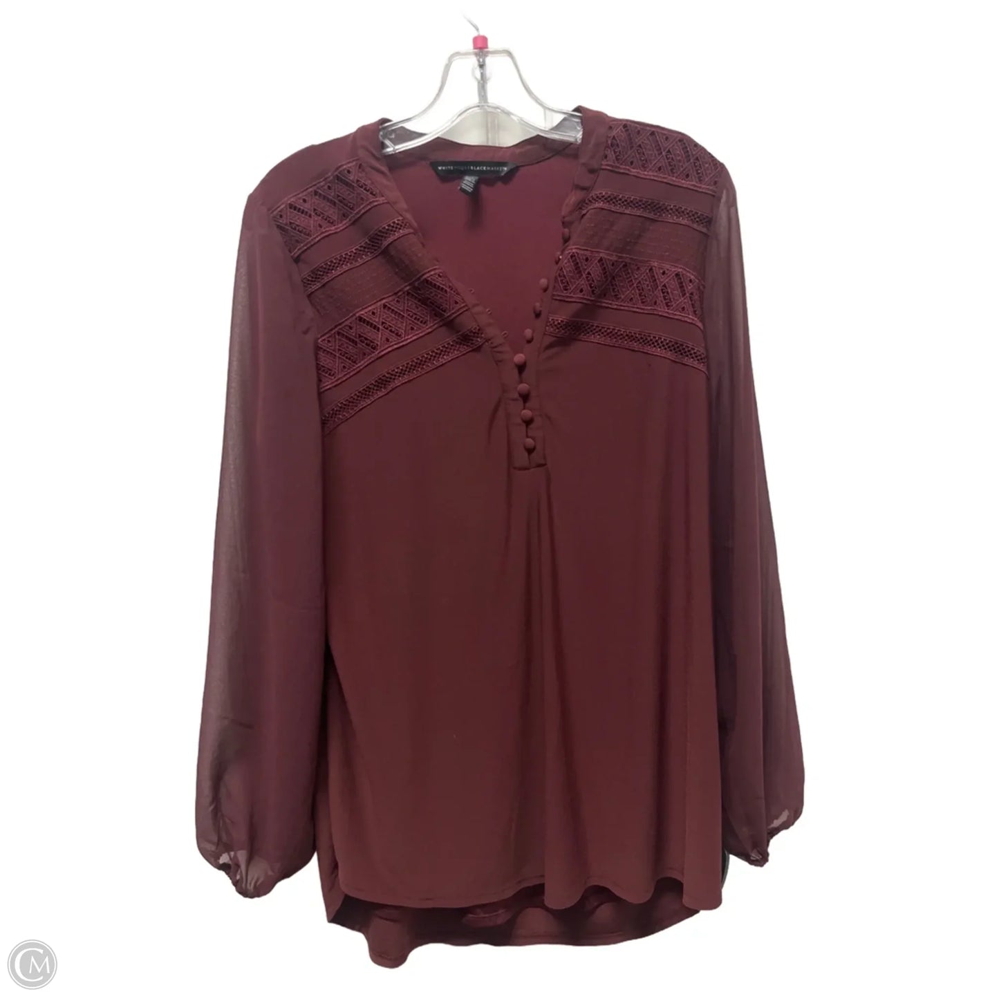 Top Long Sleeve By White House Black Market In Maroon, Size: M
