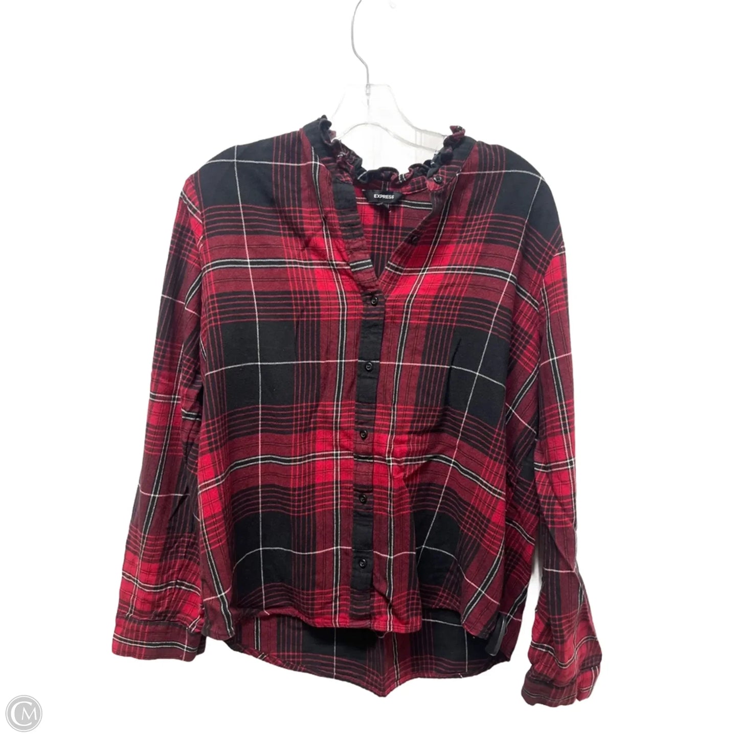 Top Long Sleeve Basic By Express In Black & Red, Size: M