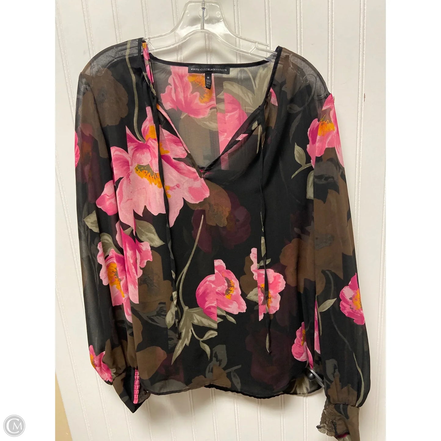 Top Long Sleeve By White House Black Market In Floral Print, Size: M