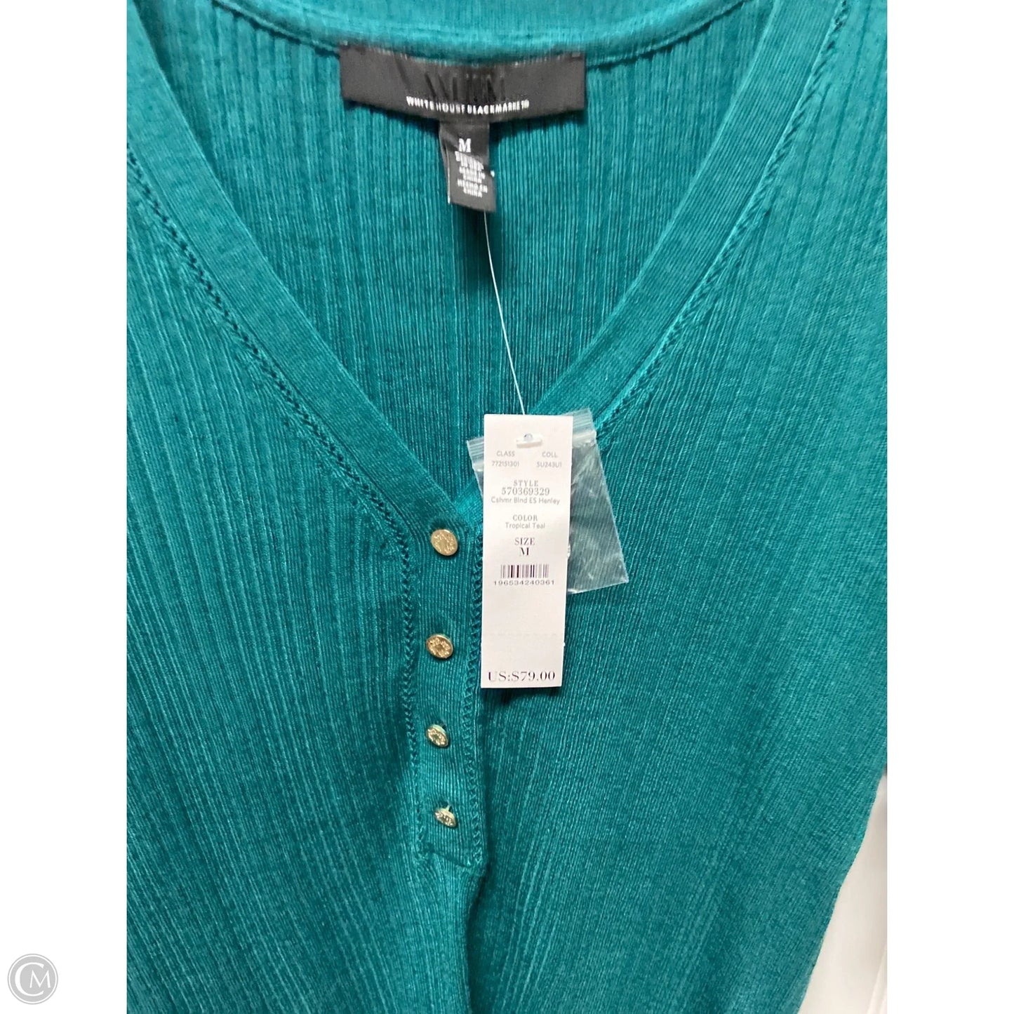 Top 3/4 Sleeve By White House Black Market In Green, Size: M