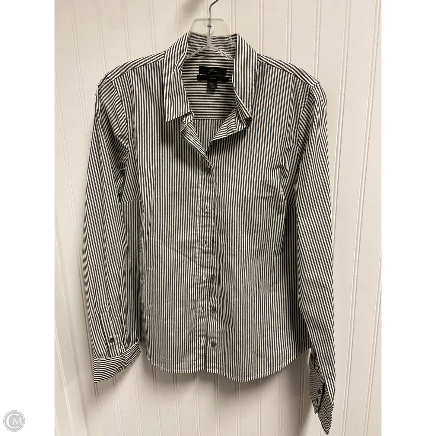 Top Long Sleeve Basic By J. Crew In Striped Pattern, Size: Mp