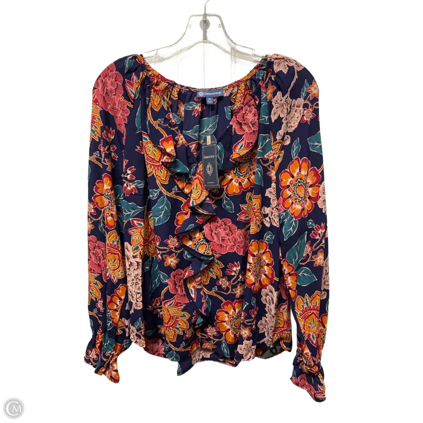 Top Long Sleeve By Democracy In Floral Print, Size: M