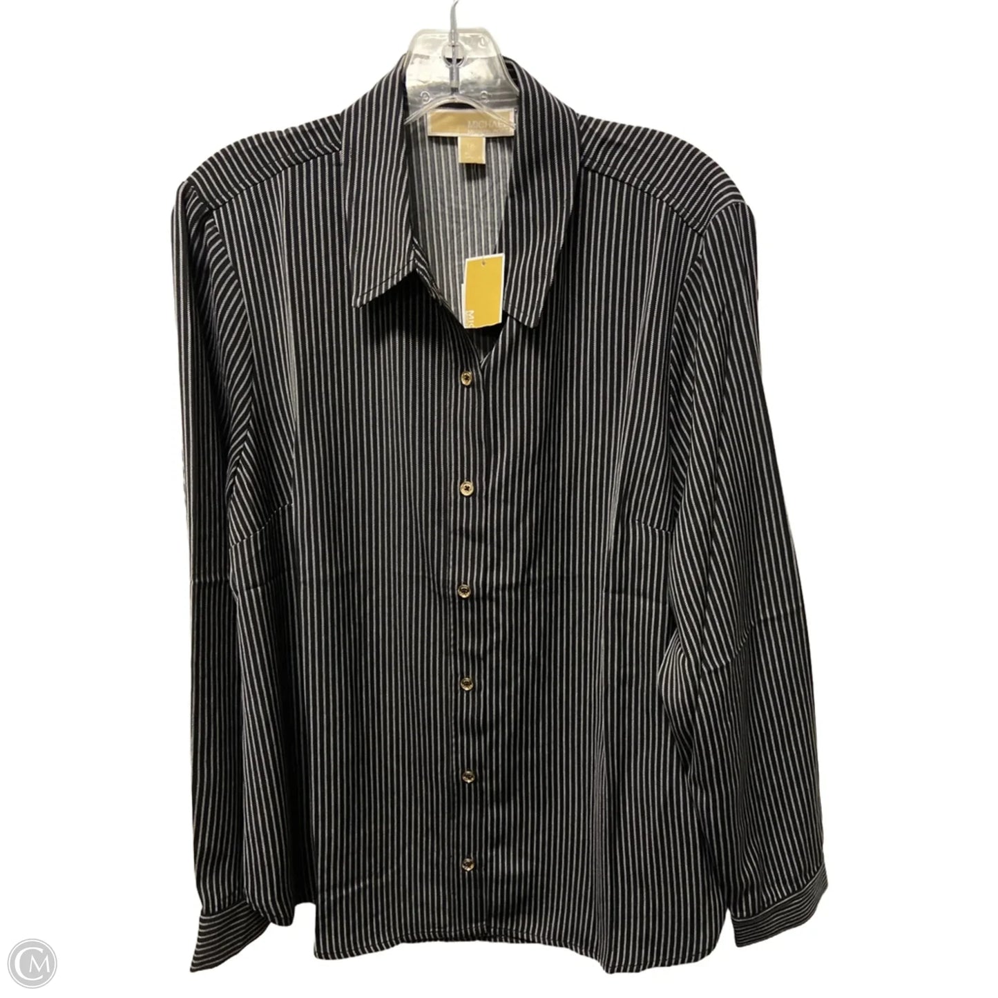 Top Long Sleeve By Michael By Michael Kors In Black & White, Size: L