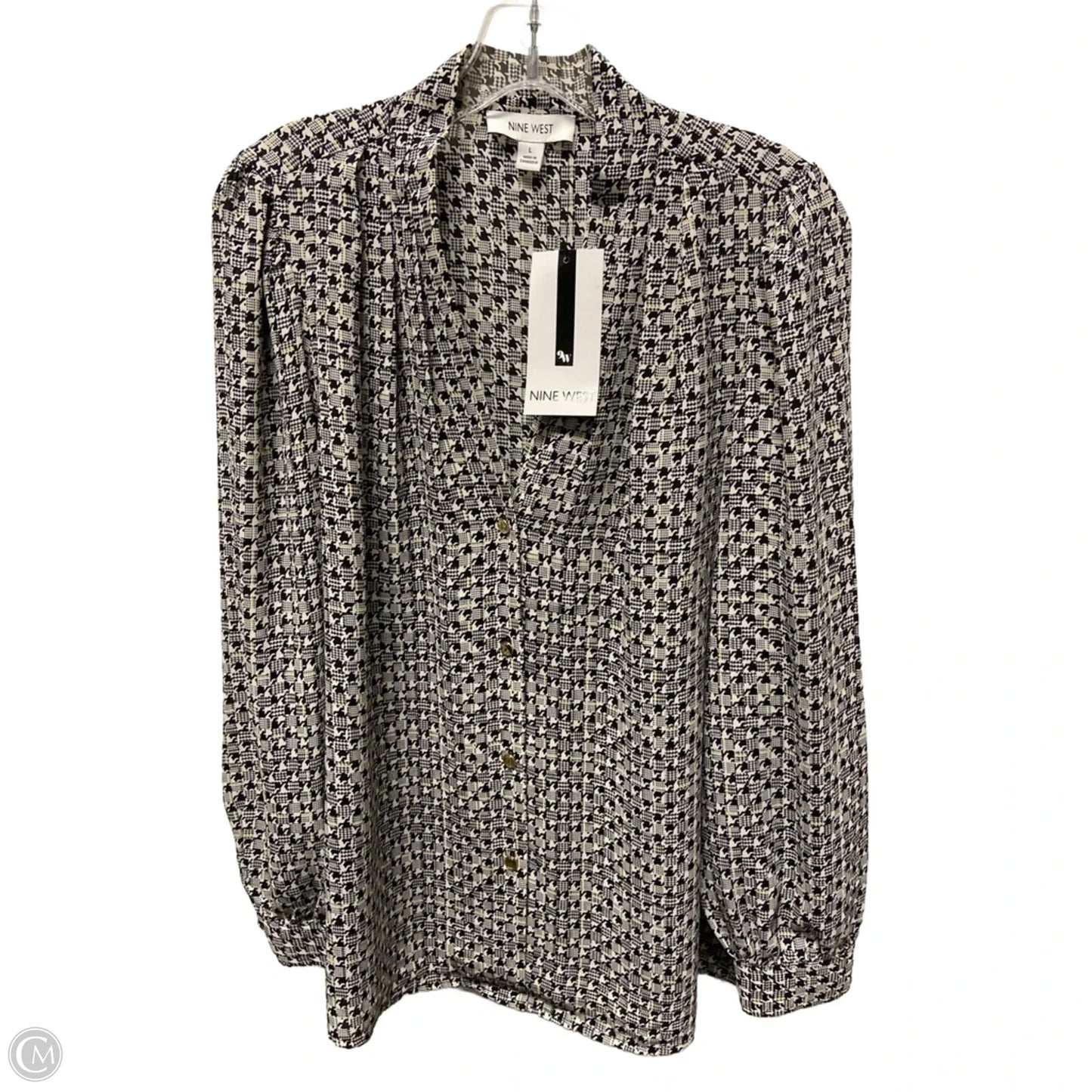 Top Long Sleeve By Nine West In Black & White, Size: L