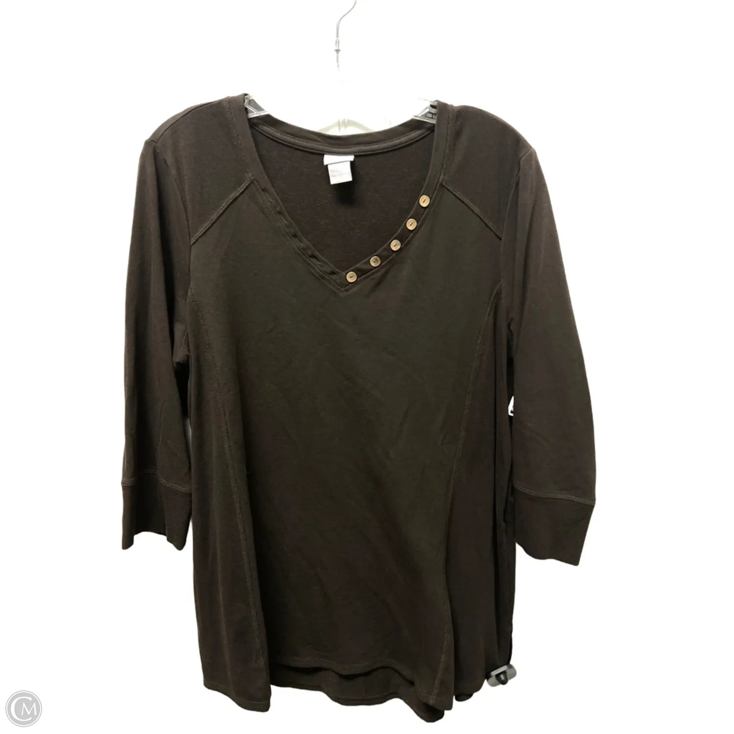 Top Long Sleeve Basic By Chicos In Brown, Size: Xl
