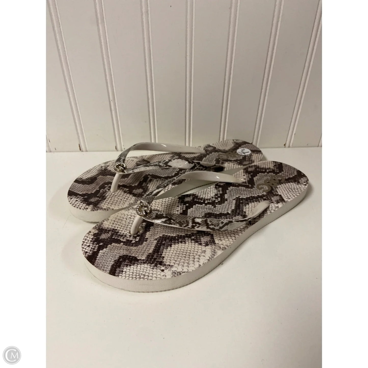 Sandals Flip Flops By Clothes Mentor In Snakeskin Print, Size: 7.5