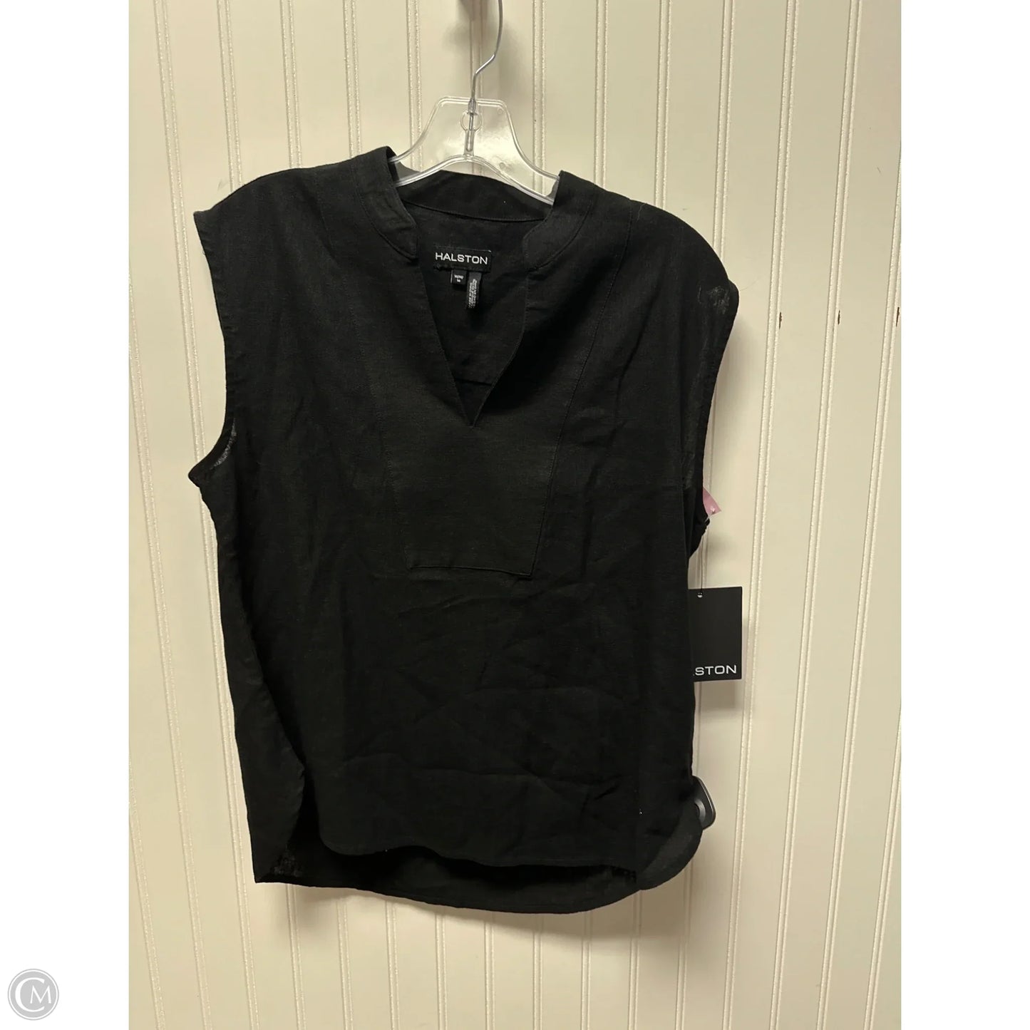 Top Sleeveless Designer By Halston In Black, Size: M