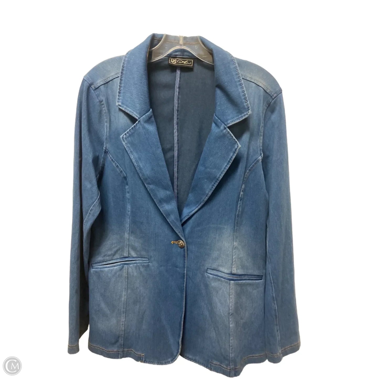 Blazer By Diane Gilman In Blue Denim, Size: L