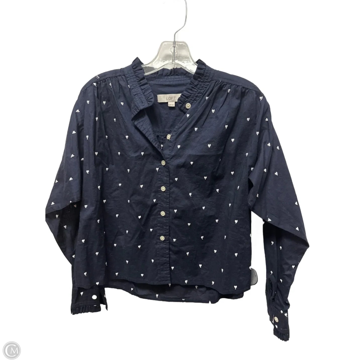 Top Long Sleeve Basic By Loft In Blue & White, Size: S