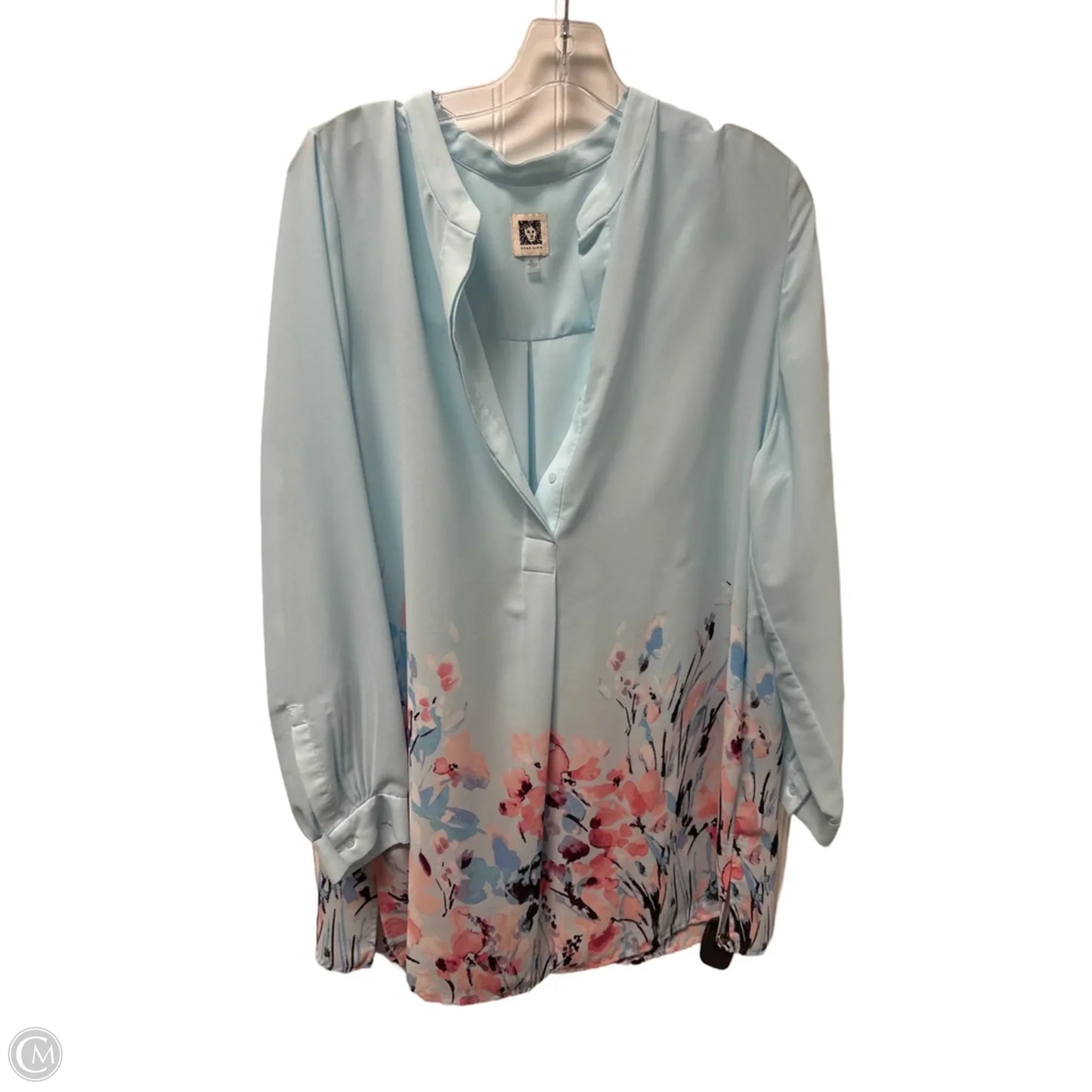 Top Long Sleeve By Anne Klein In Blue & Pink, Size: Xl