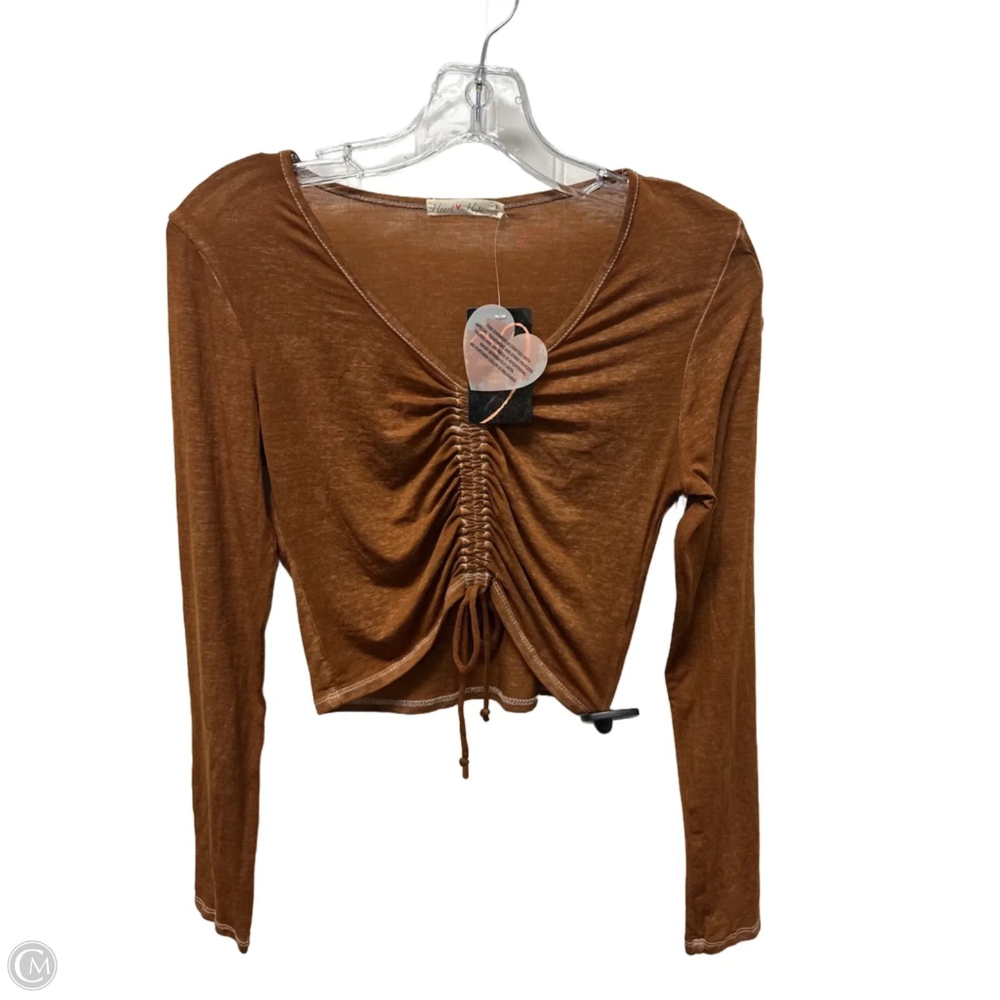 Top Long Sleeve Basic By Heart & Hips In Brown, Size: S
