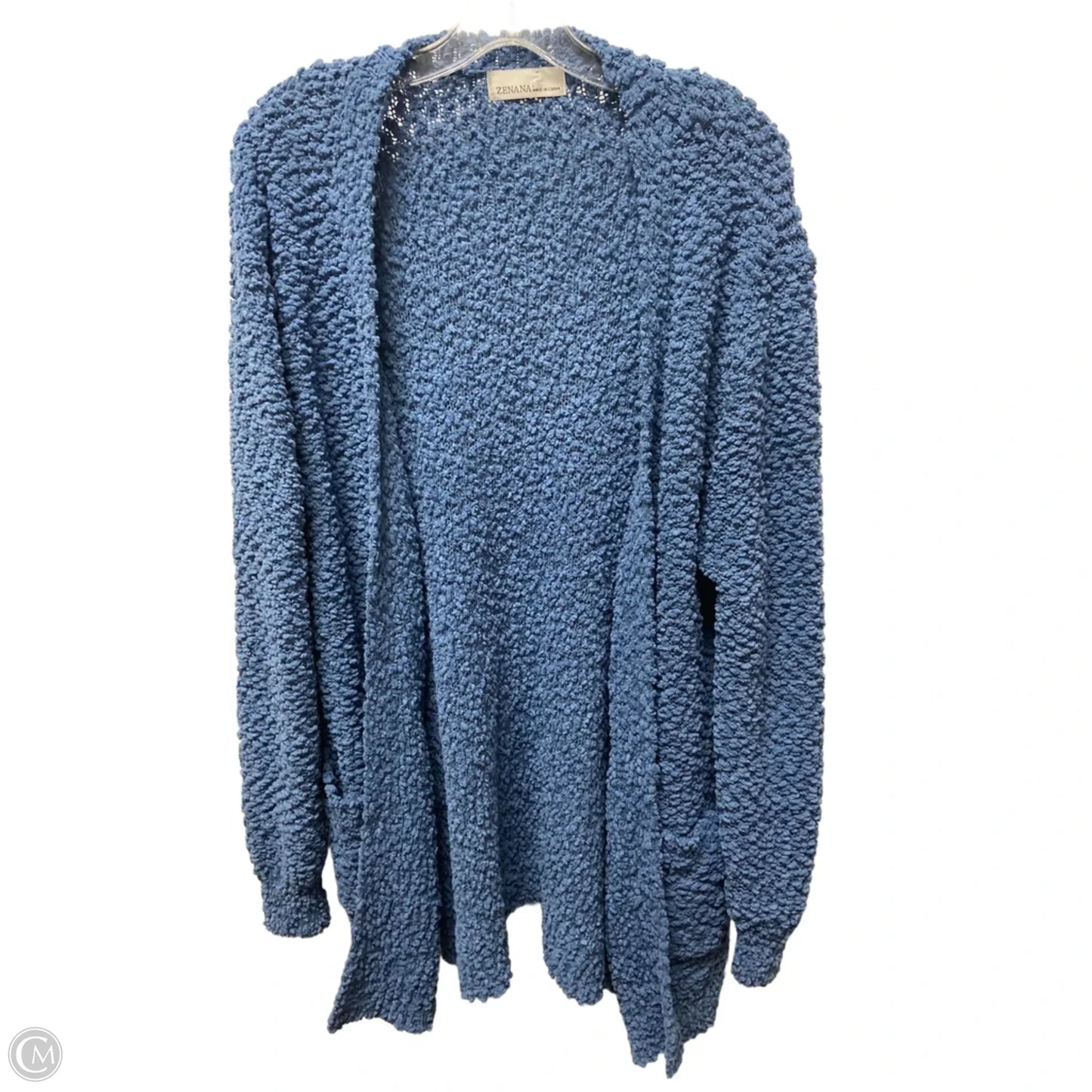 Sweater Cardigan By Zenana Outfitters In Blue, Size: L