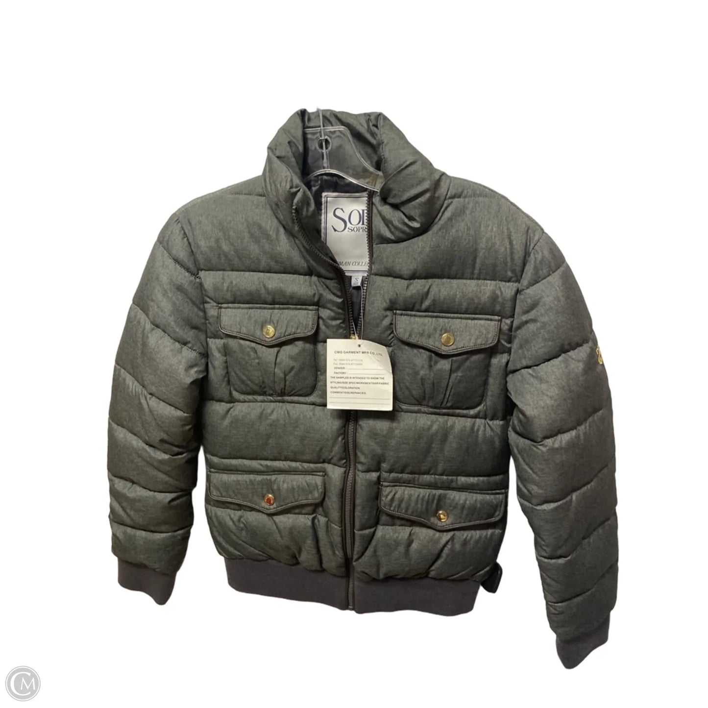 Jacket Puffer & Quilted By Cmb In Grey, Size: S