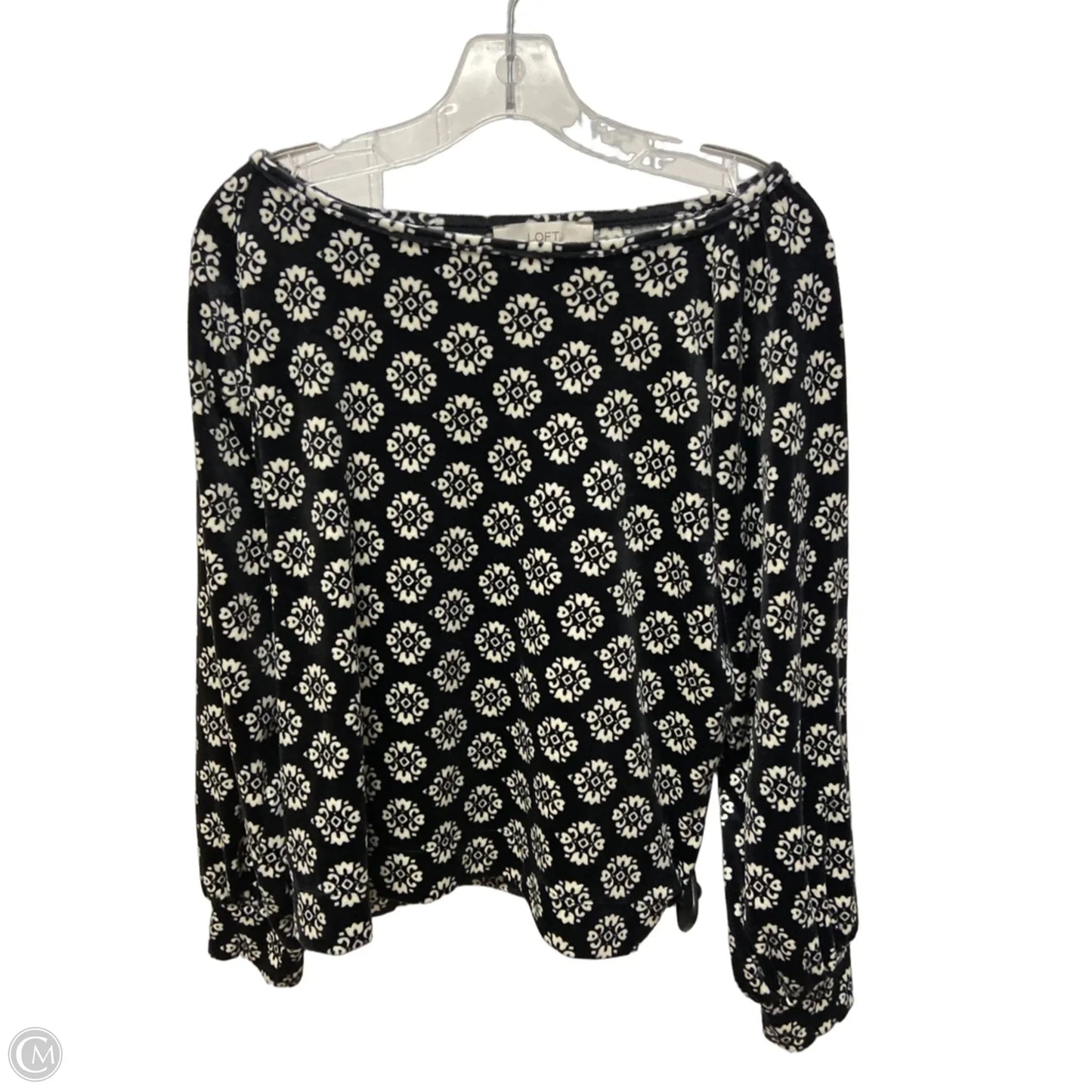 Top Long Sleeve By Loft In Black & White, Size: S