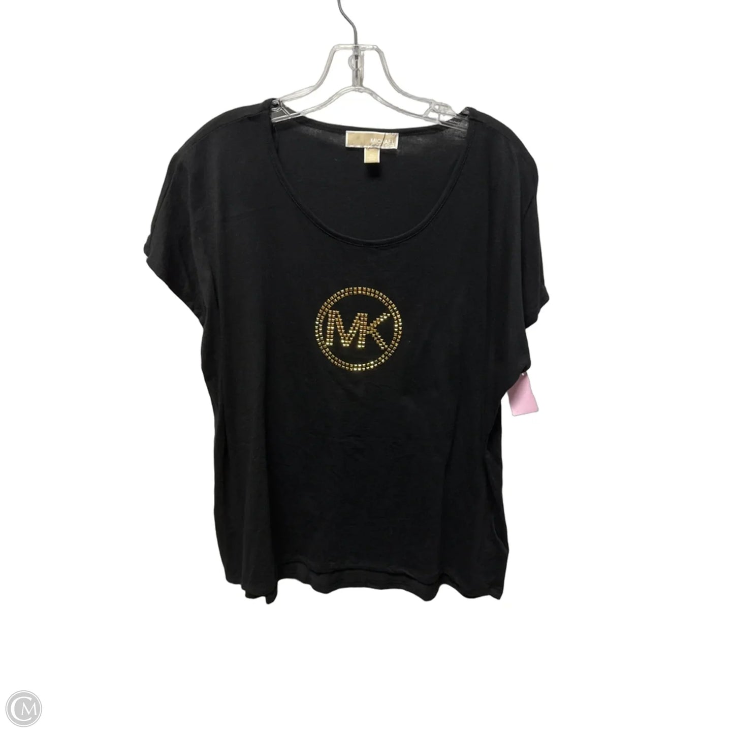 Top Short Sleeve Basic By Michael By Michael Kors In Black & Gold, Size: Xl