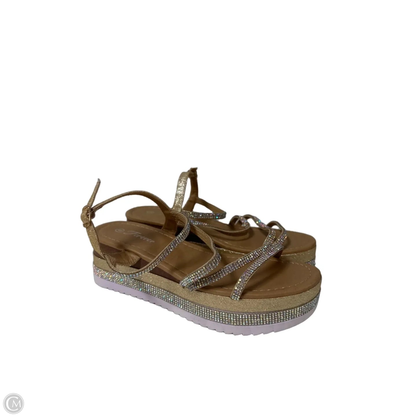 Sandals Heels Platform By Forever In Tan, Size: 8