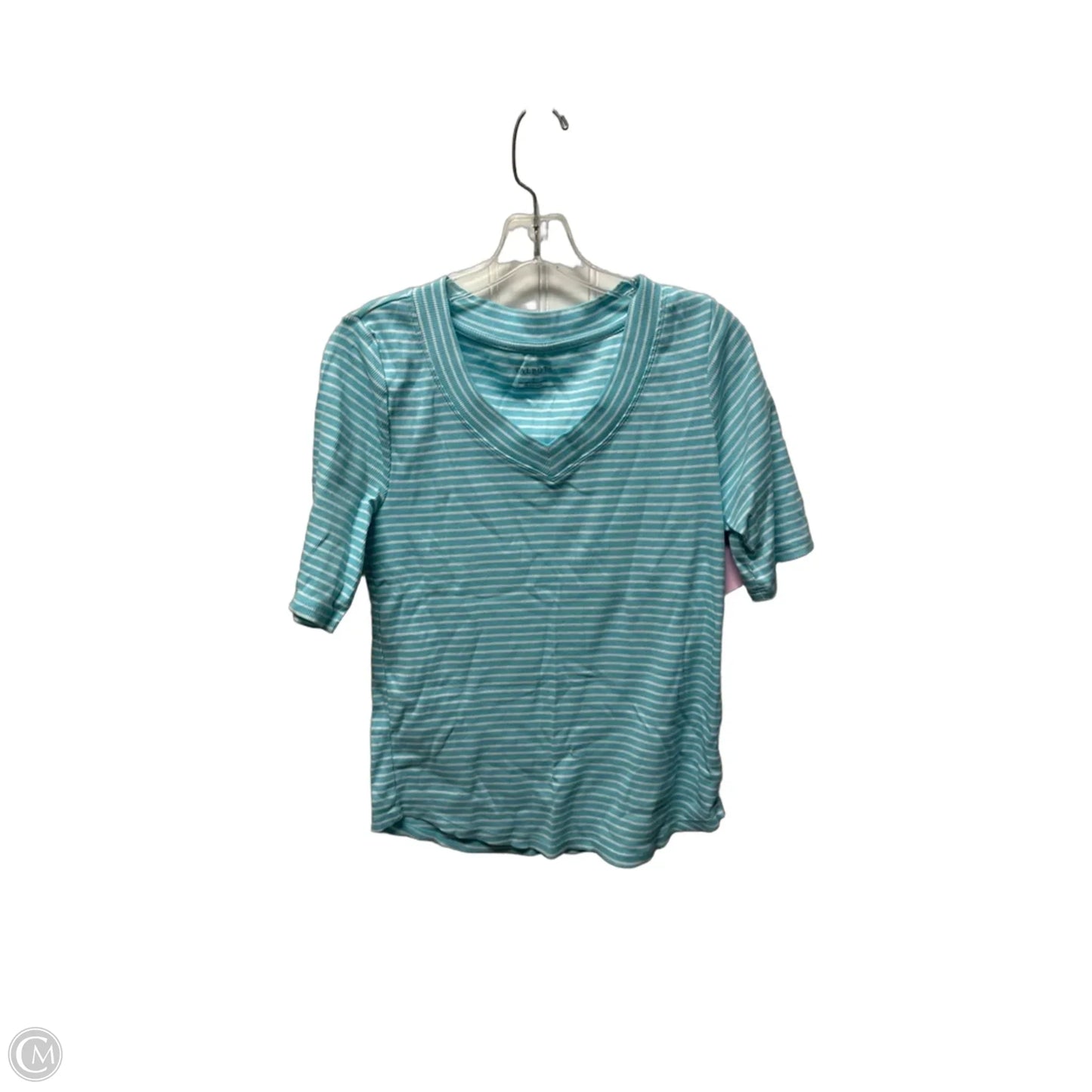 Top Short Sleeve Basic By Talbots In Striped Pattern, Size: L