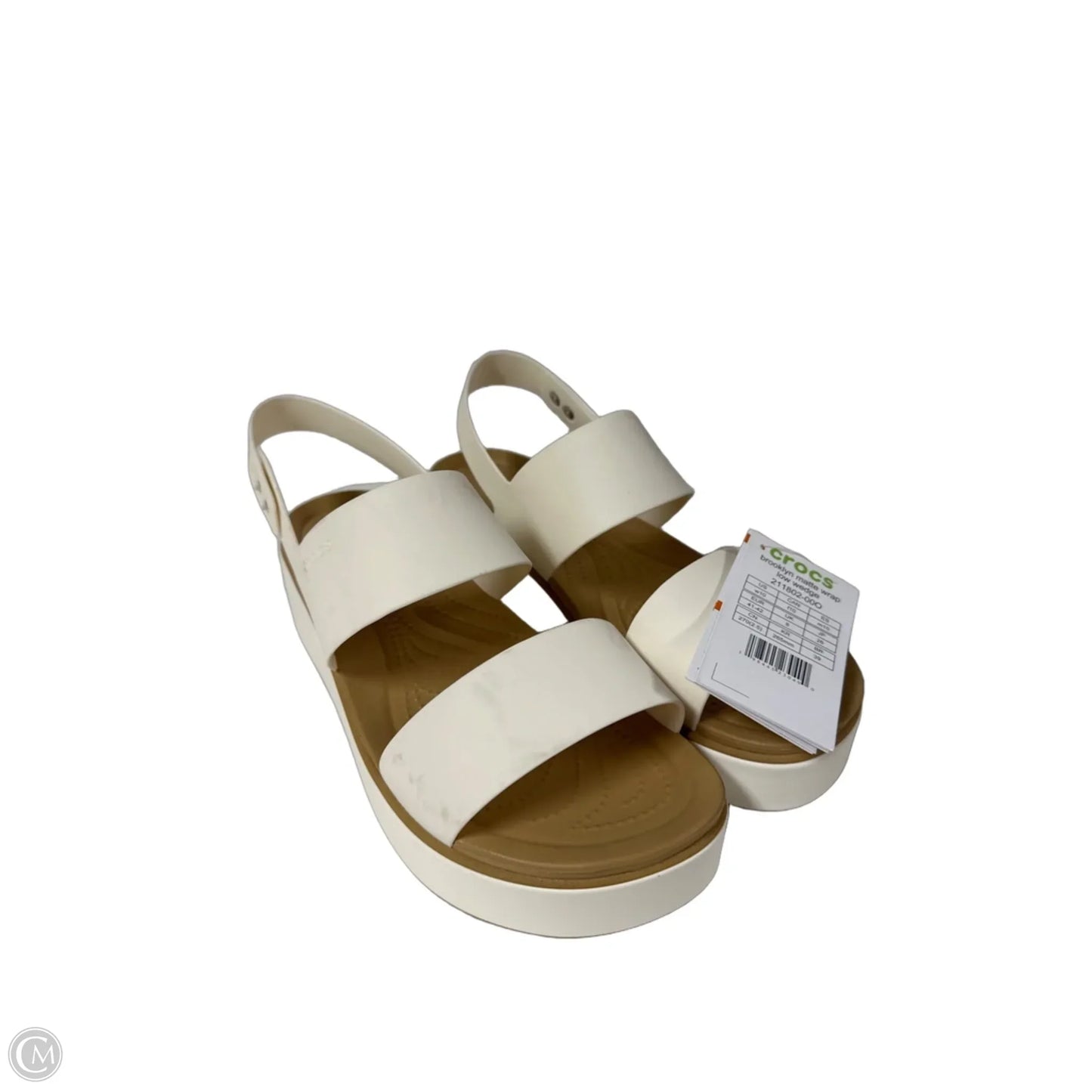 Sandals Heels Wedge By Crocs In White, Size: 10