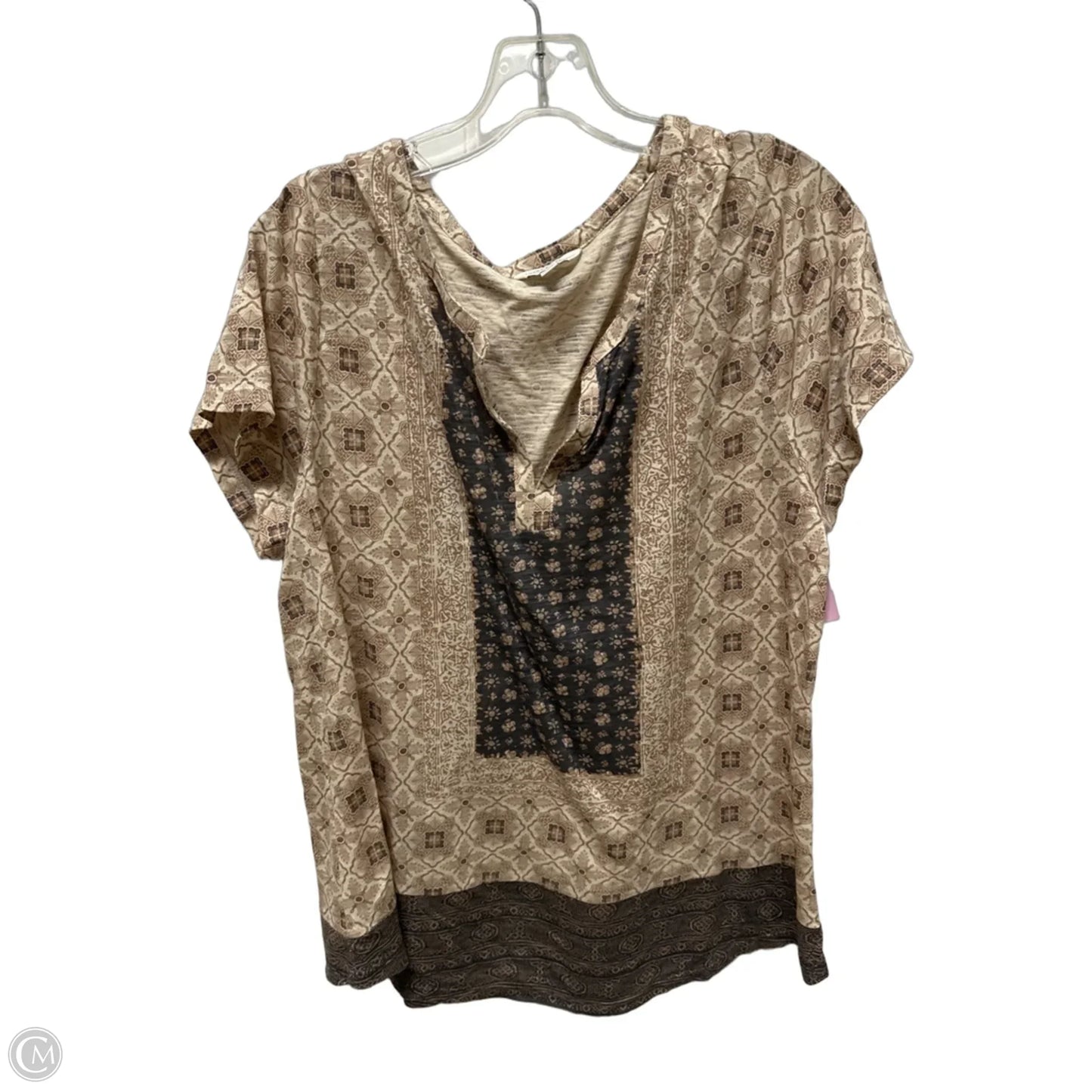 Top Short Sleeve Basic By Lucky Brand In Beige, Size: 1x