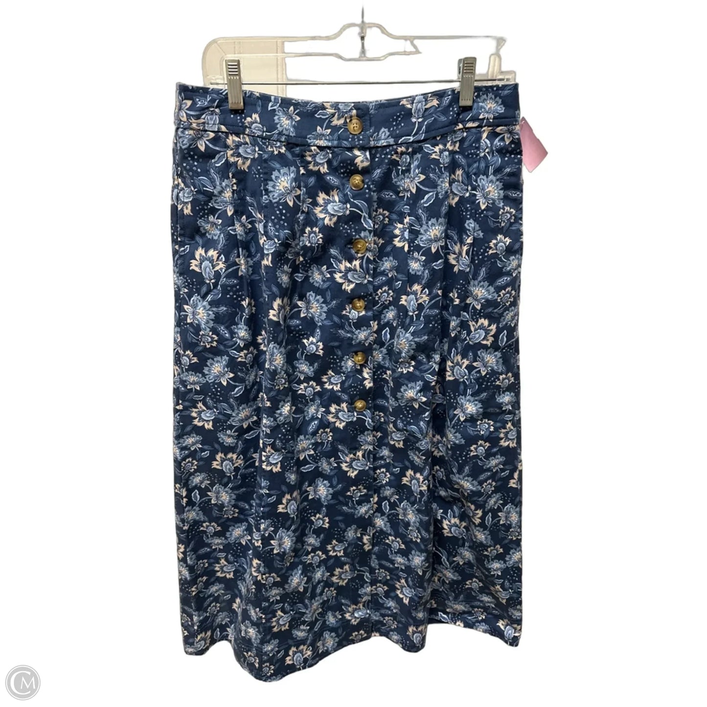 Skirt Midi By Loft In Blue & Cream, Size: 8