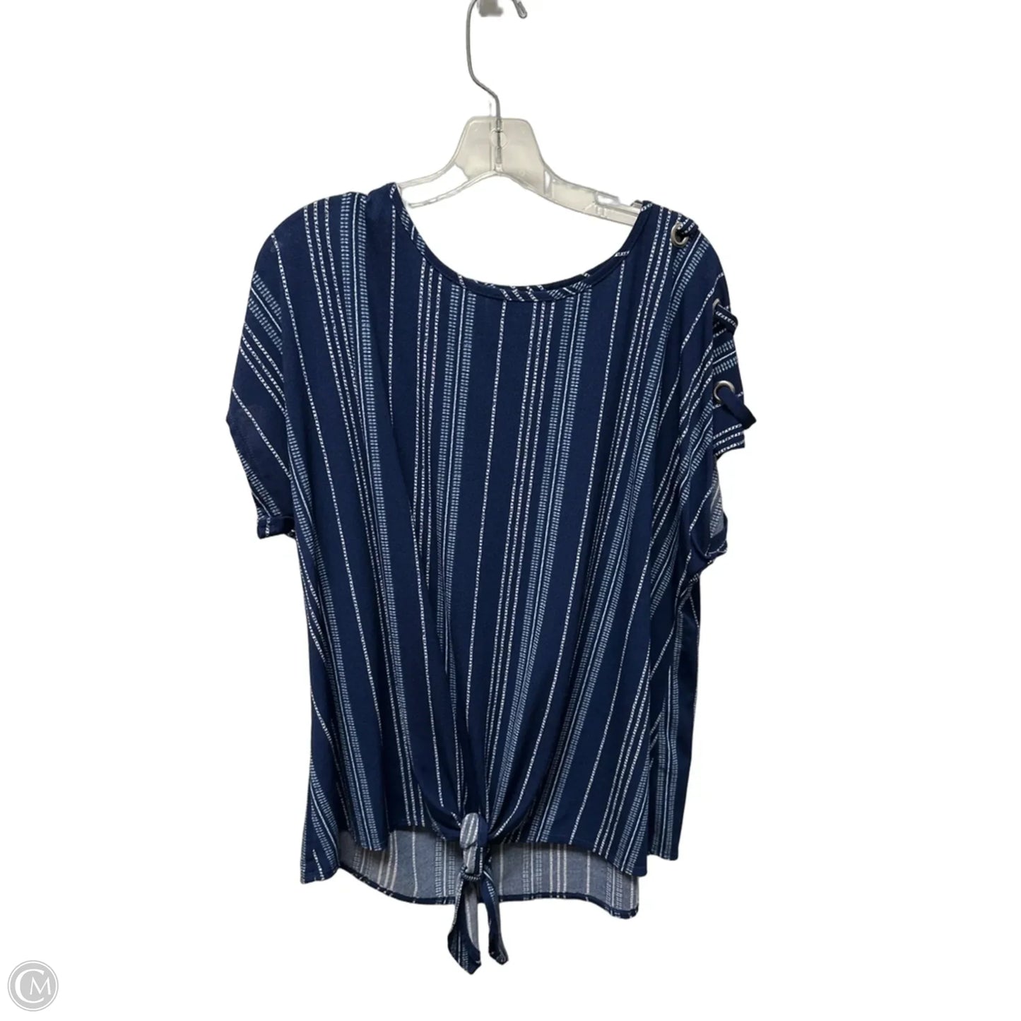 Top Short Sleeve By Cure In Blue & White, Size: 3x