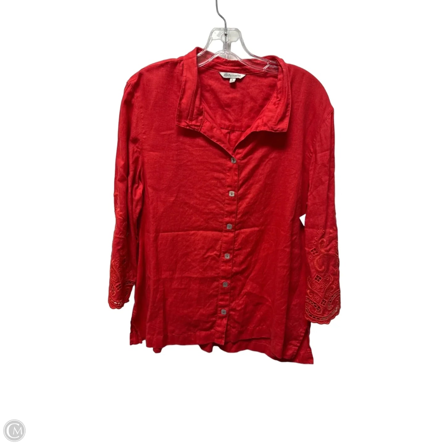 Top Long Sleeve By John Mark In Red, Size: L