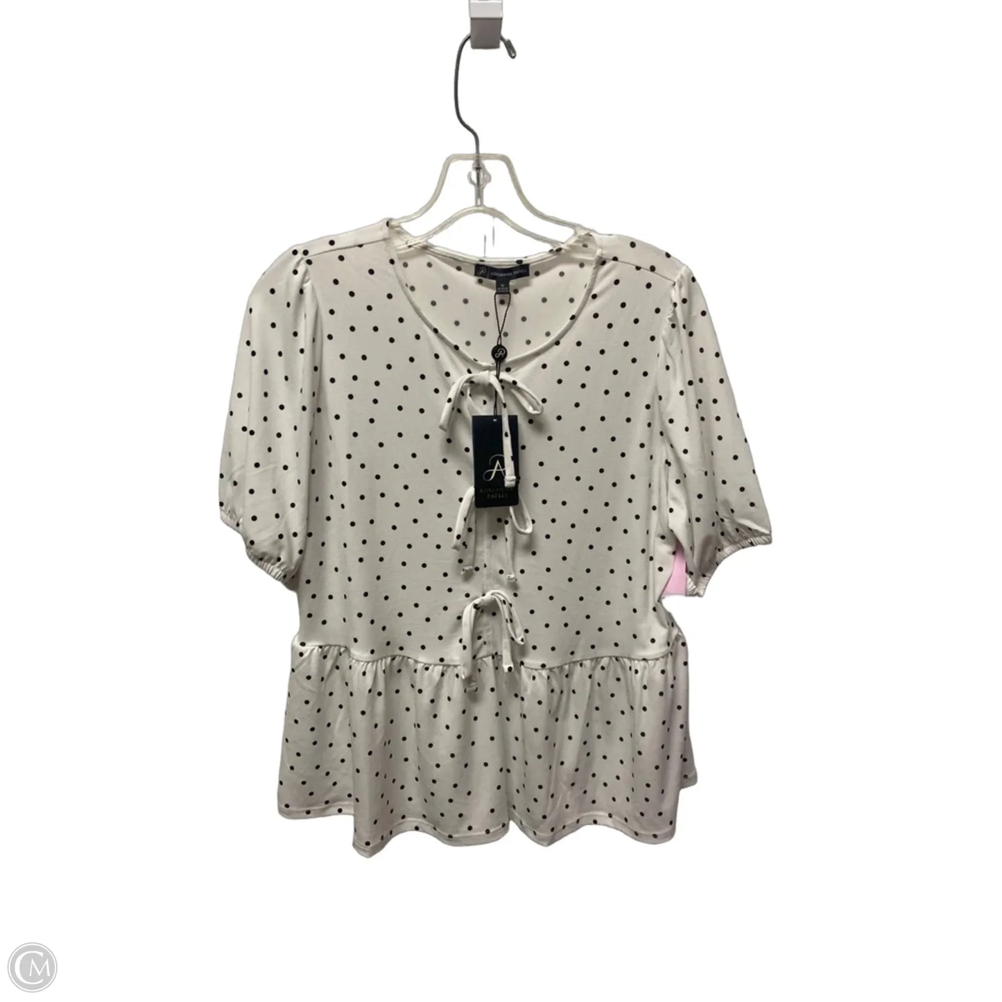 Top Short Sleeve By Adrianna Papell In Polkadot Pattern, Size: M