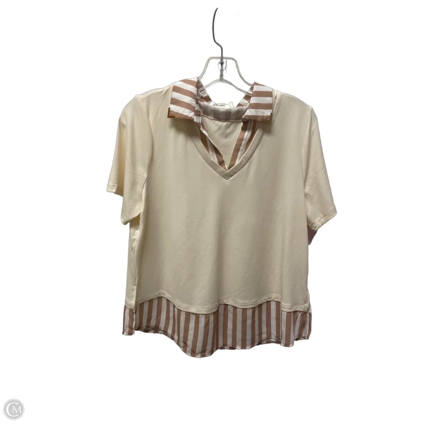 Top Short Sleeve By Clothes Mentor In Beige, Size: L