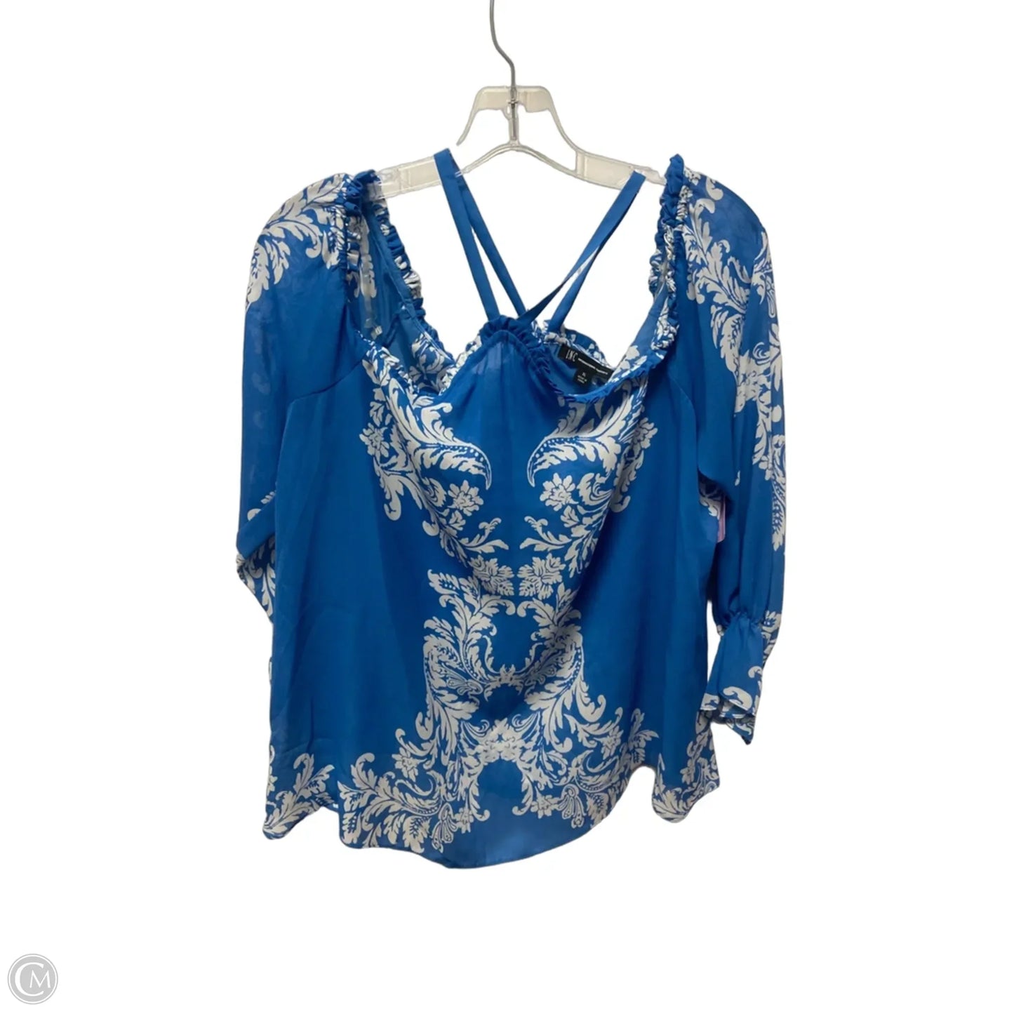 Top Long Sleeve By Inc In Blue & White, Size: Xl