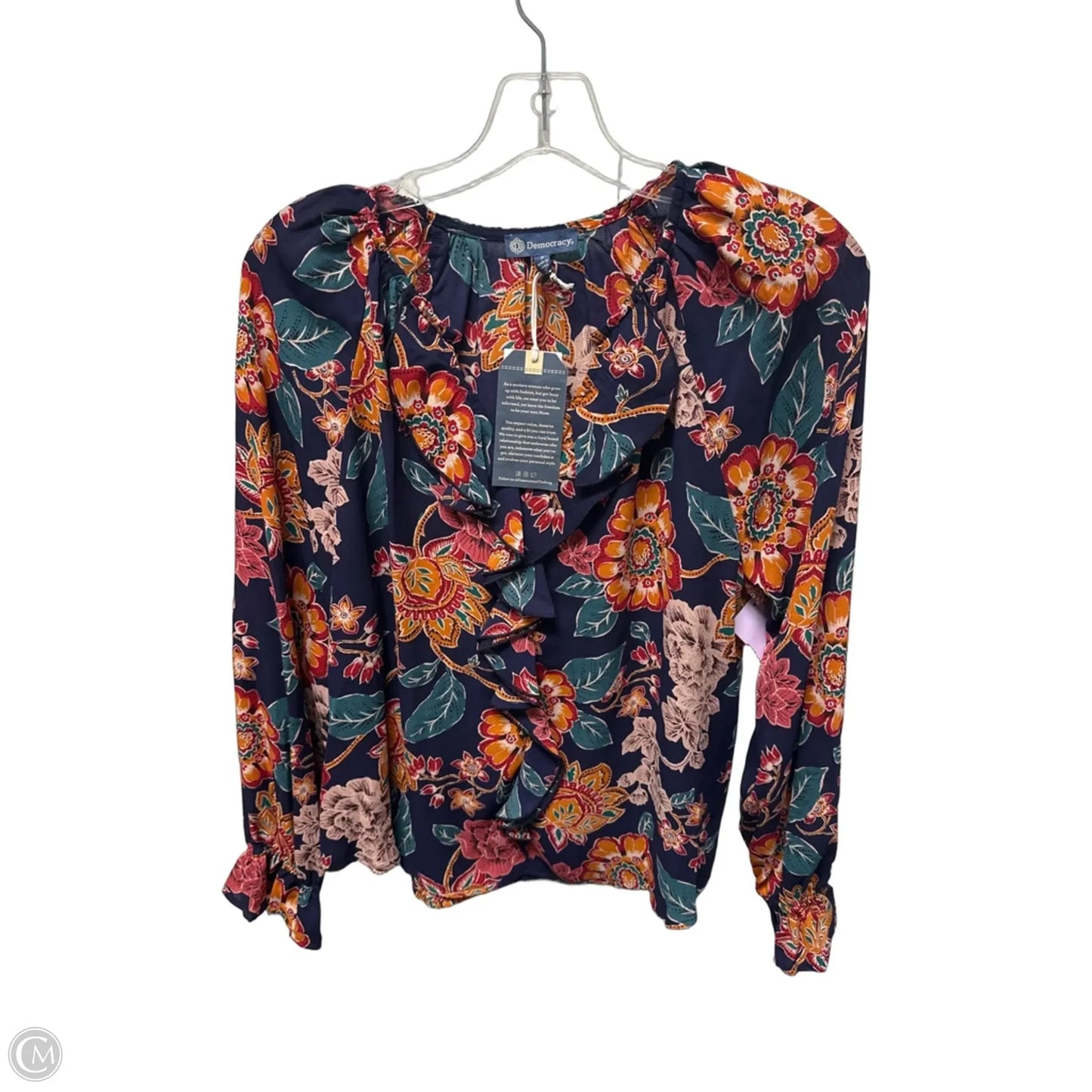 Top Long Sleeve By Democracy In Floral Print, Size: S