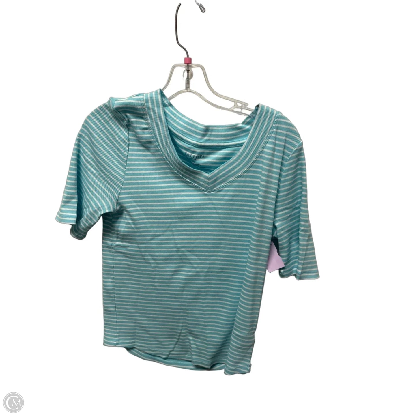 Top Short Sleeve Basic By Talbots In Blue & White, Size: Lp