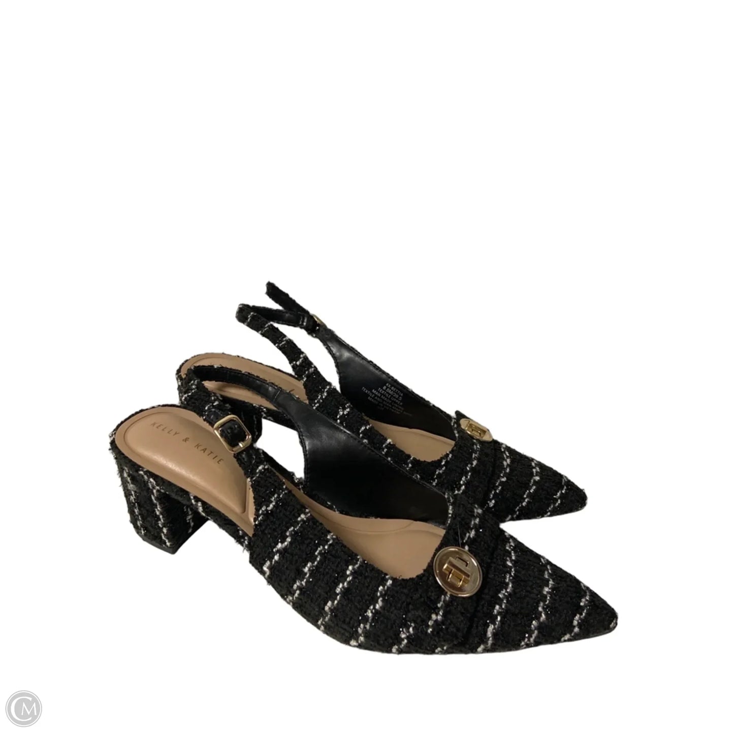 Shoes Heels Block By Kelly And Katie In Black & White, Size: 8.5