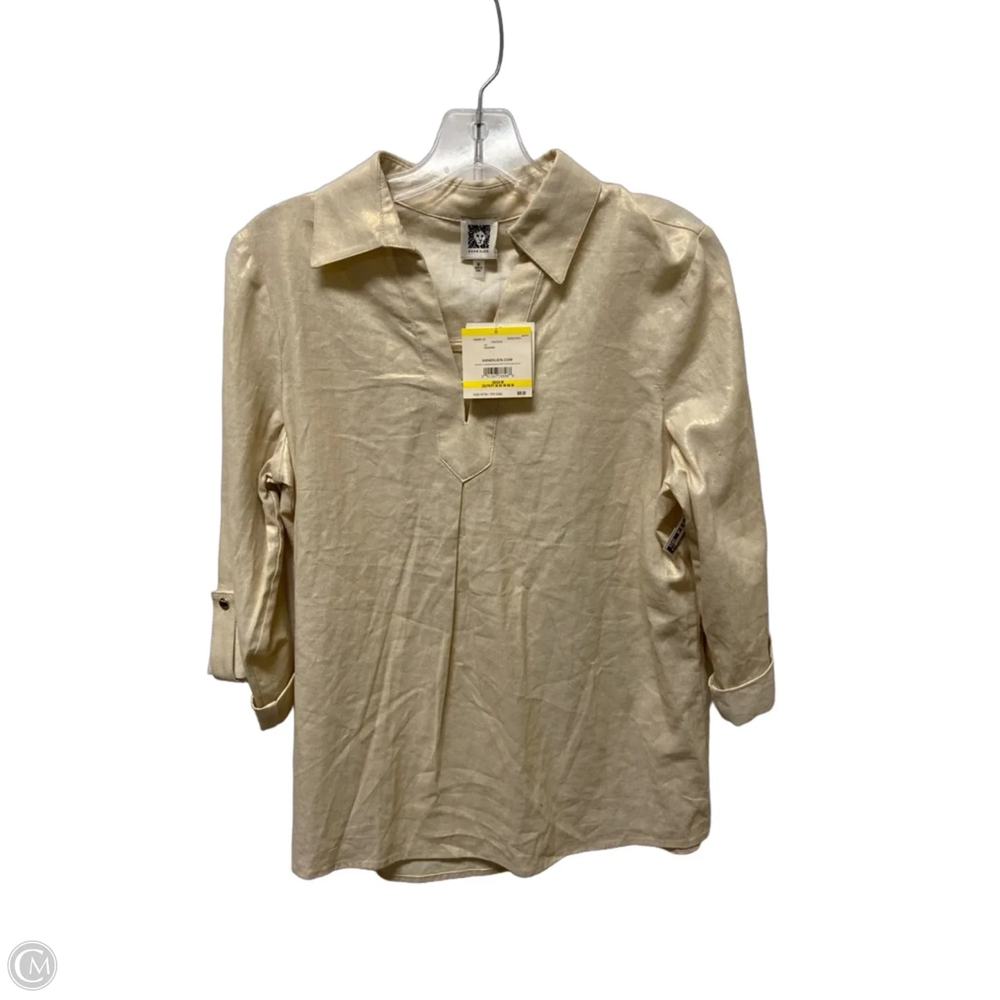 Top Long Sleeve Basic By Anne Klein In Gold, Size: M