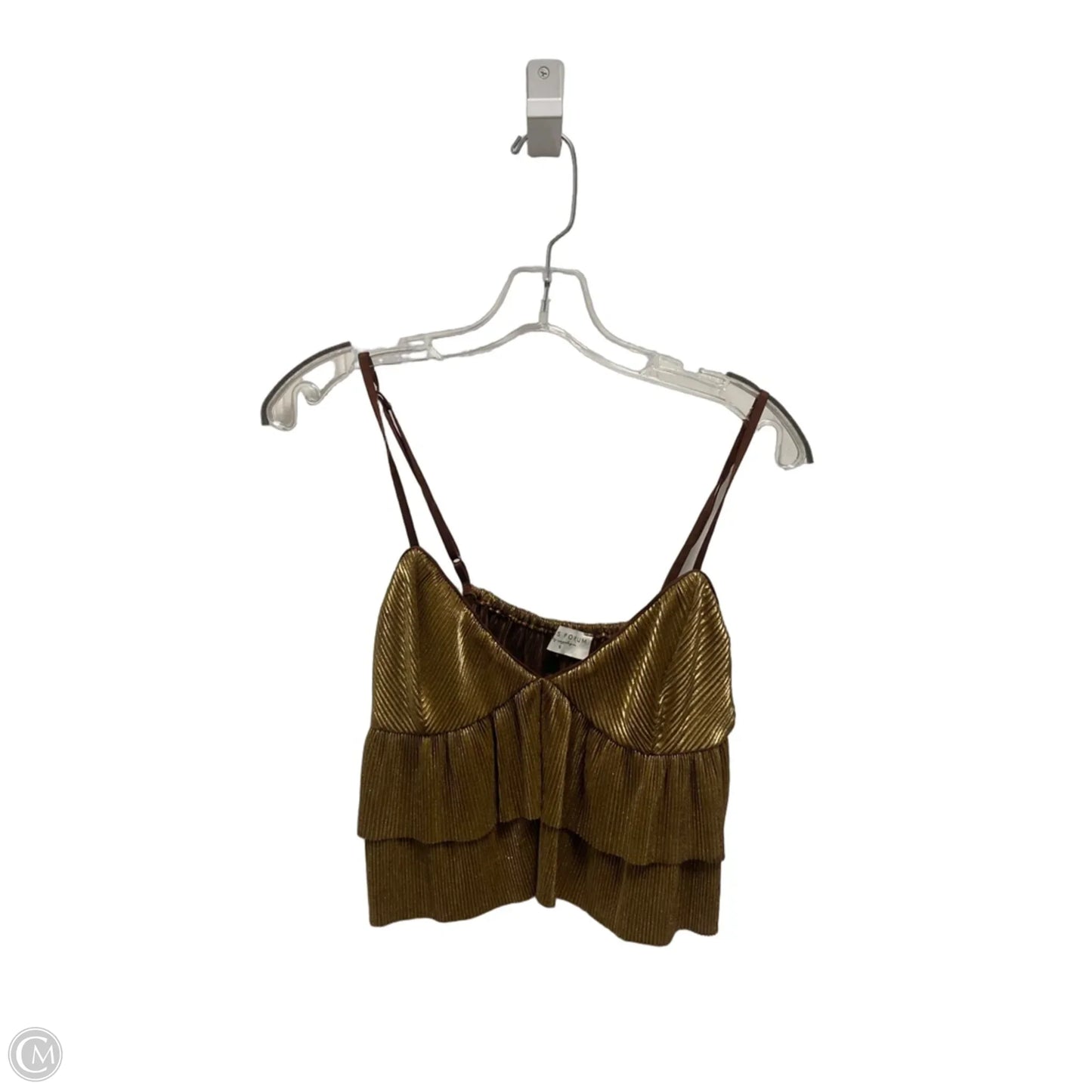 Top Sleeveless By Dress Forum In Brown & Gold, Size: S