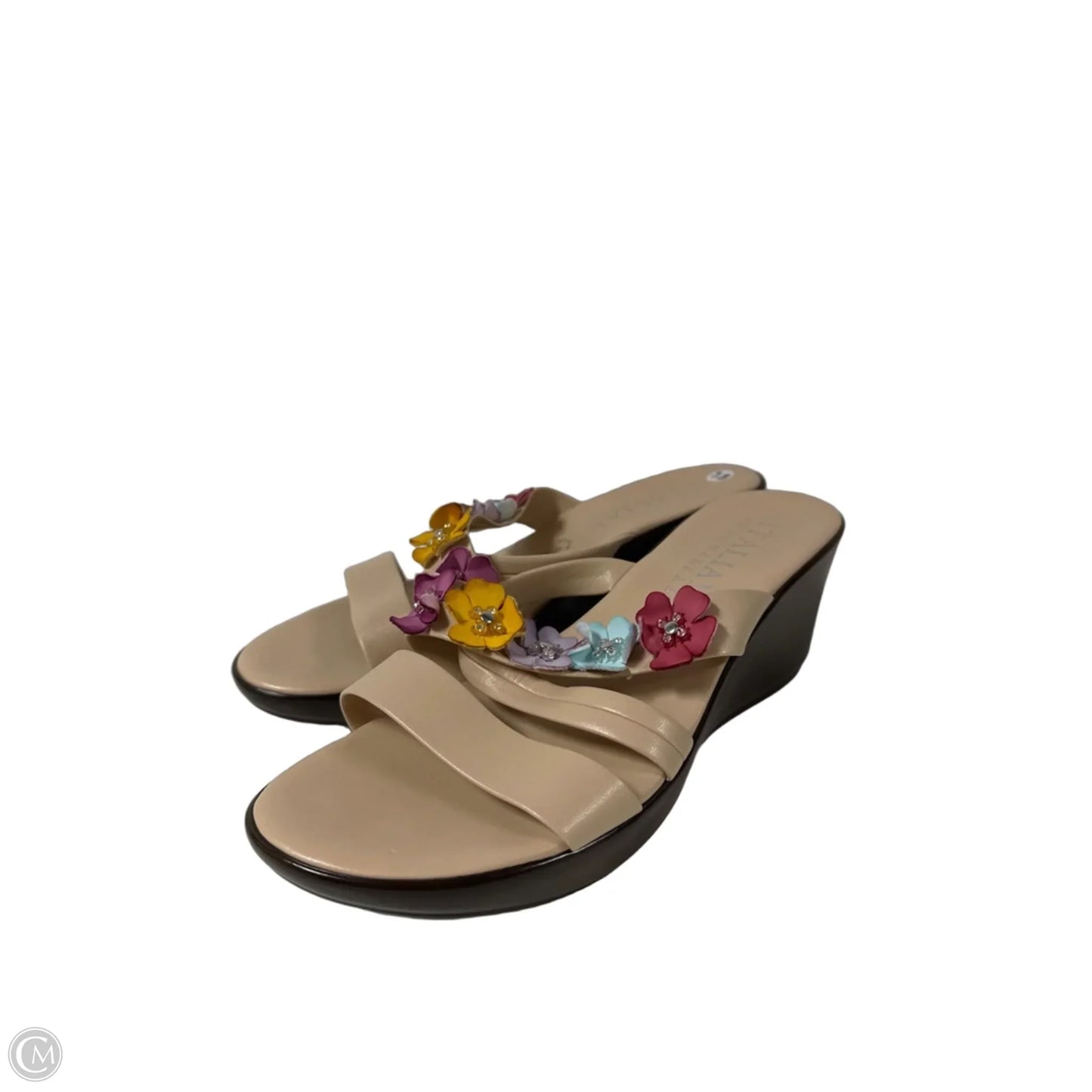 Sandals Heels Wedge By Italian Shoemakers In Beige, Size: 7.5