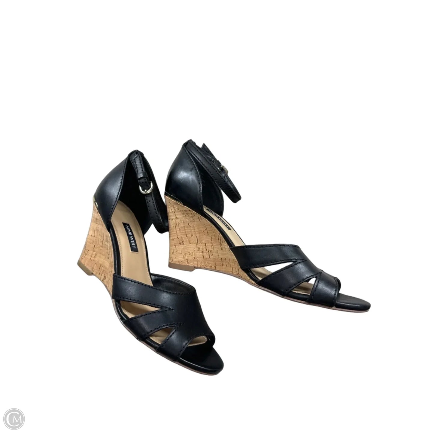 Sandals Heels Wedge By Nine West In Black, Size: 9.5