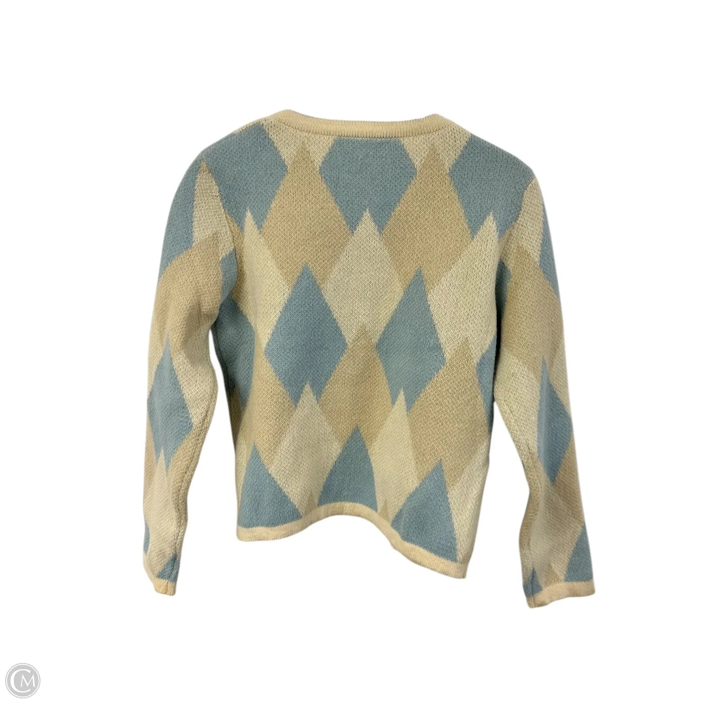 Sweater Cardigan By Cmf In Blue & Tan, Size: S