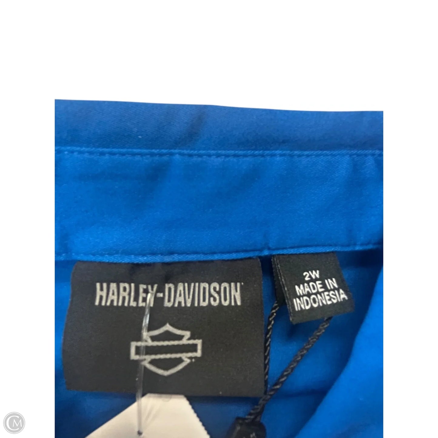 Blouse Short Sleeve By Harley Davidson In Blue, Size: 2x
