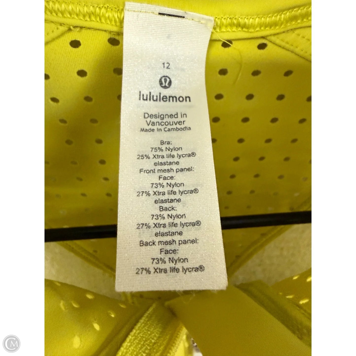 Athletic Bra By Lululemon In Green, Size: 12