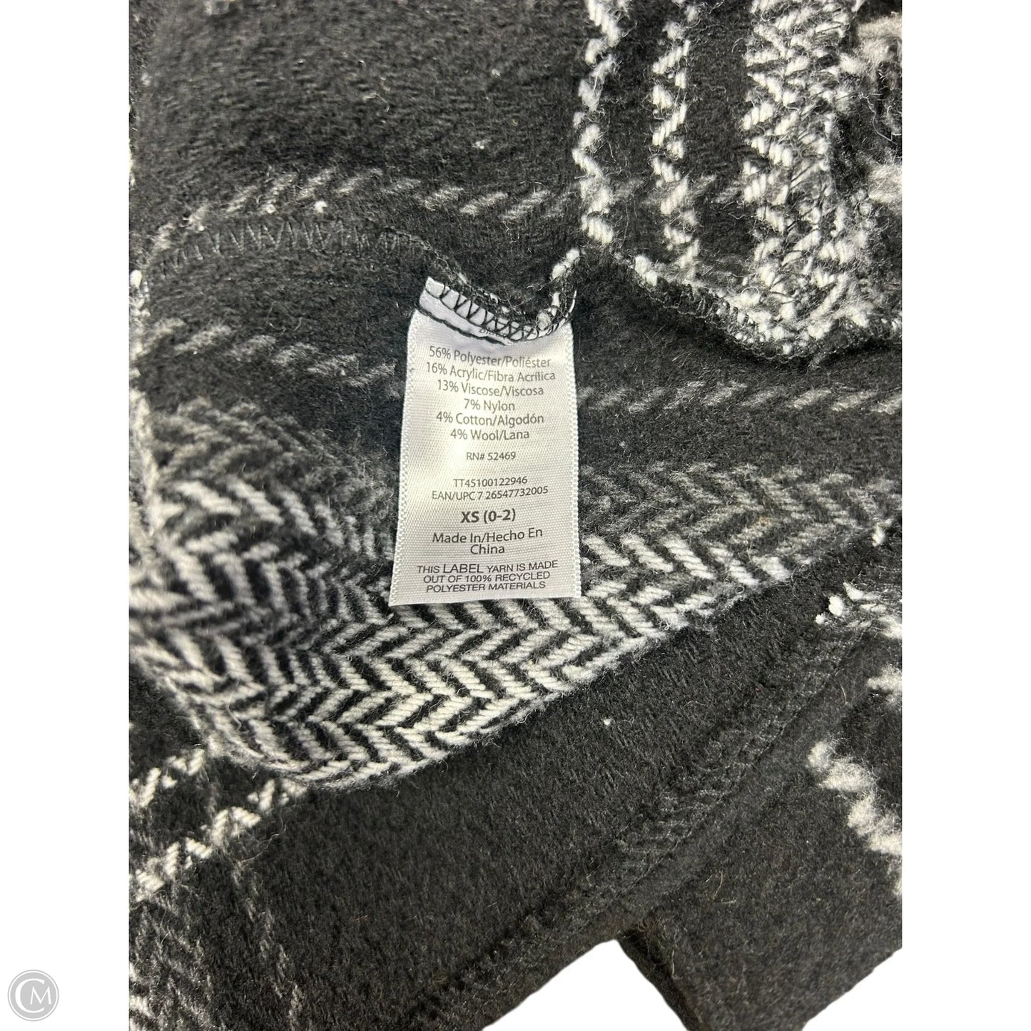 Jacket Shirt By Time And Tru In Black & Cream, Size: Xs