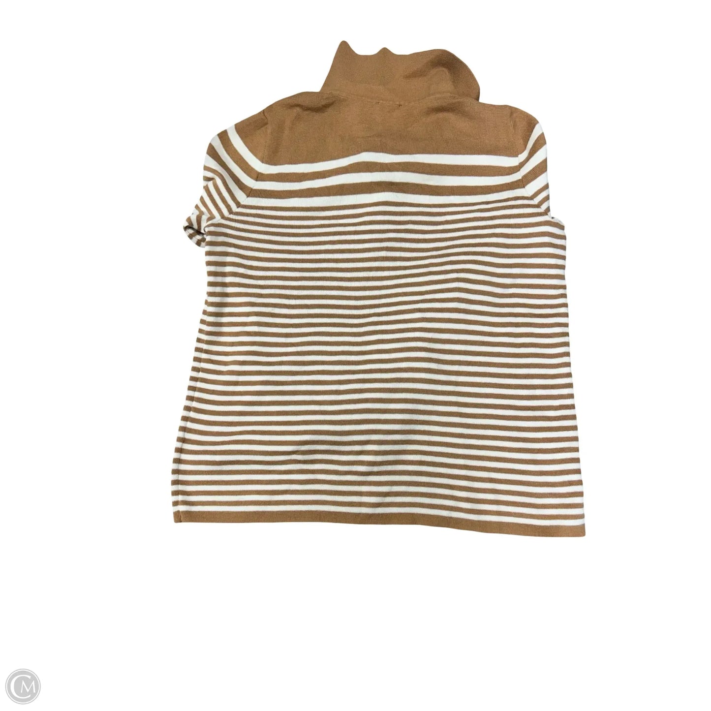Top Long Sleeve By Talbots In Brown & White, Size: 1x