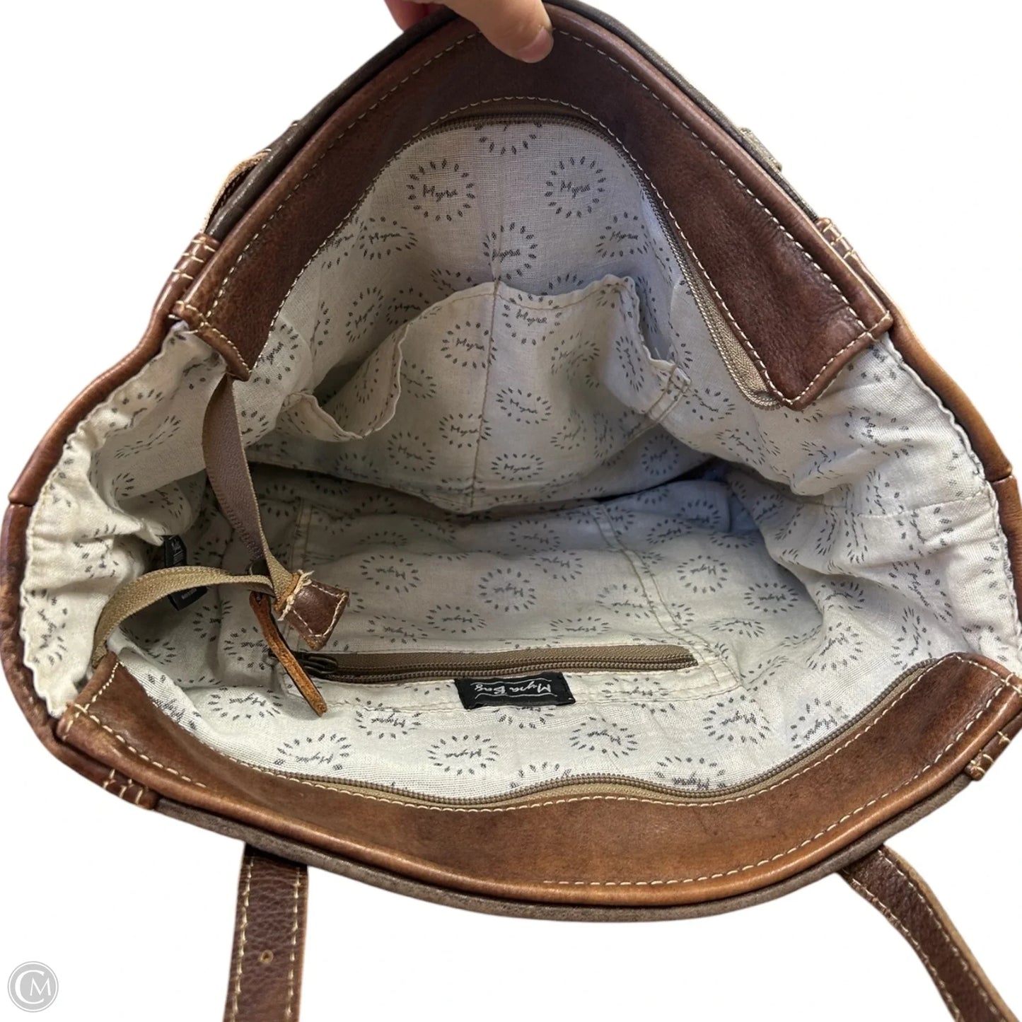 Handbag Leather By Myra, Size: Medium