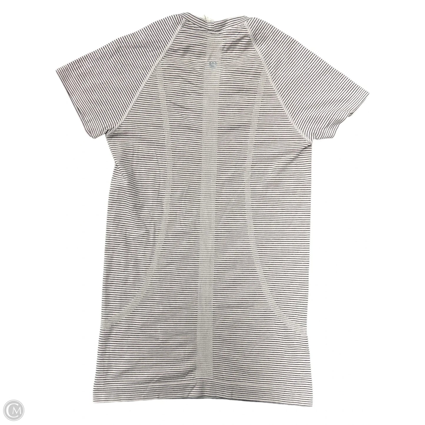 Athletic Top Short Sleeve By Lululemon In Black & Pink, Size: 4